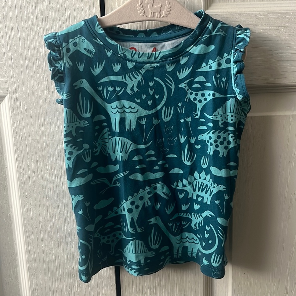 Piccolina Kids Blue Paleontology Ruffled Tank